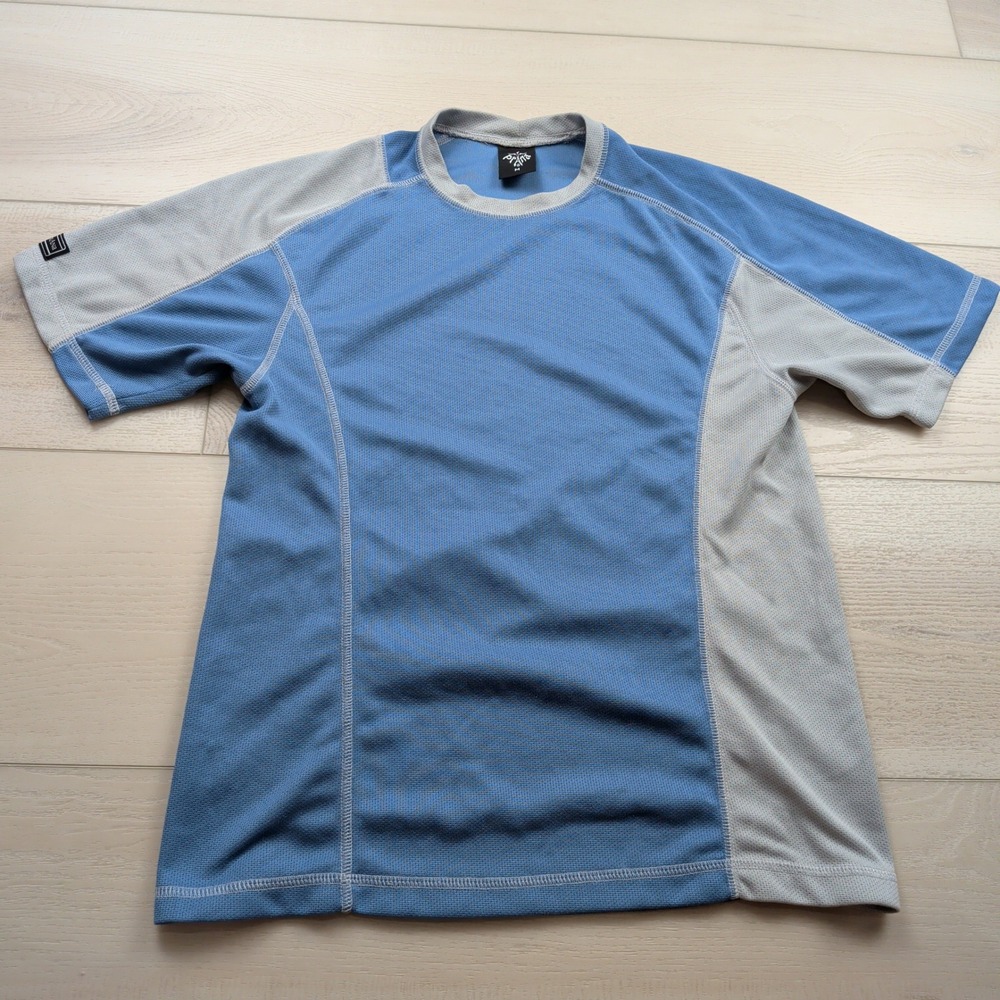 VTG Prana Athletic T-Shirt Mens M Blue Grey Colorblock Mesh Hiking Made in USA